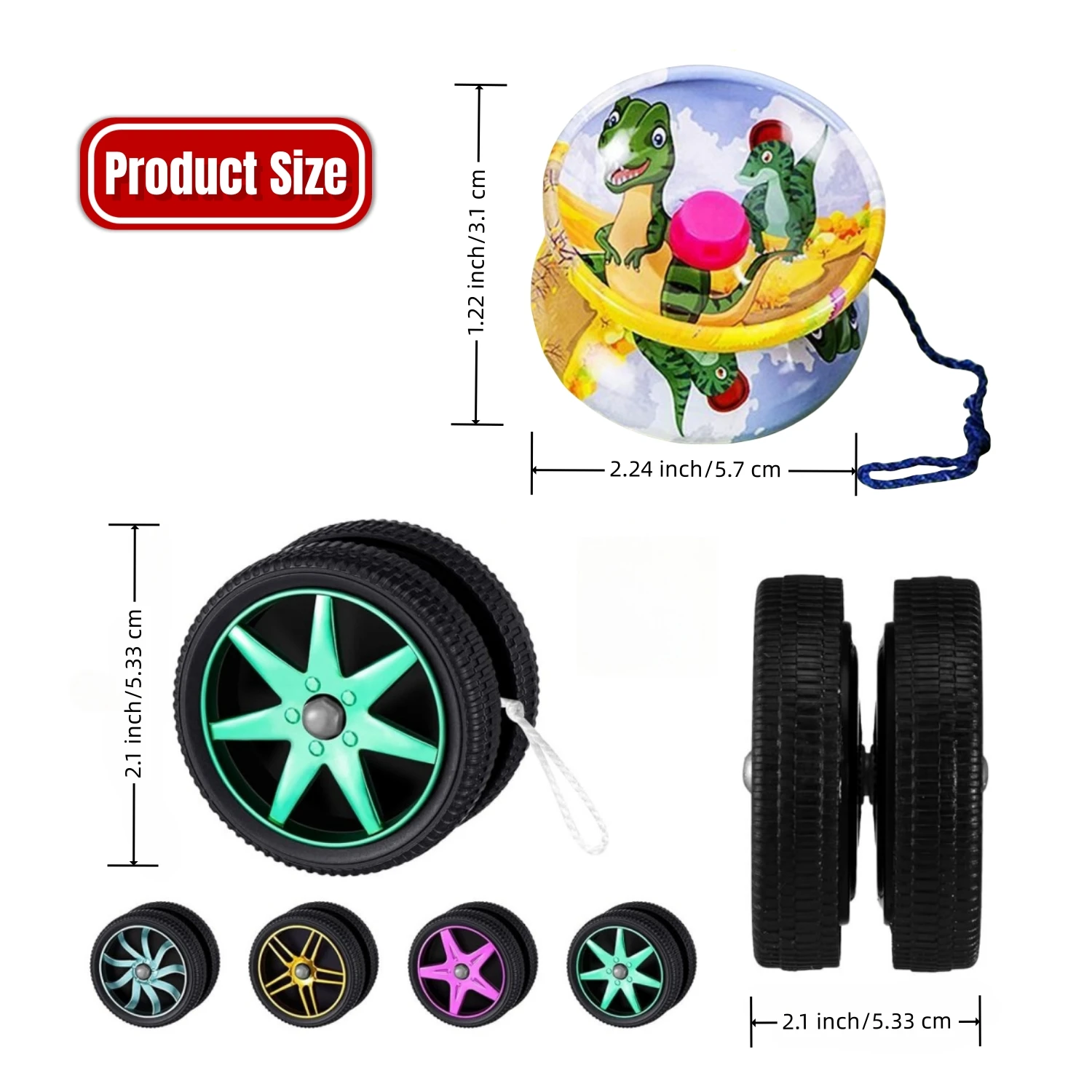 18 Pcs Mini Yoyos for Kids，Alloy Cartoon Dinosaur Yoyos+Plastic Wheel Yoyos，Collectible Toy Yo-Yo to Boost Manual Dexterity