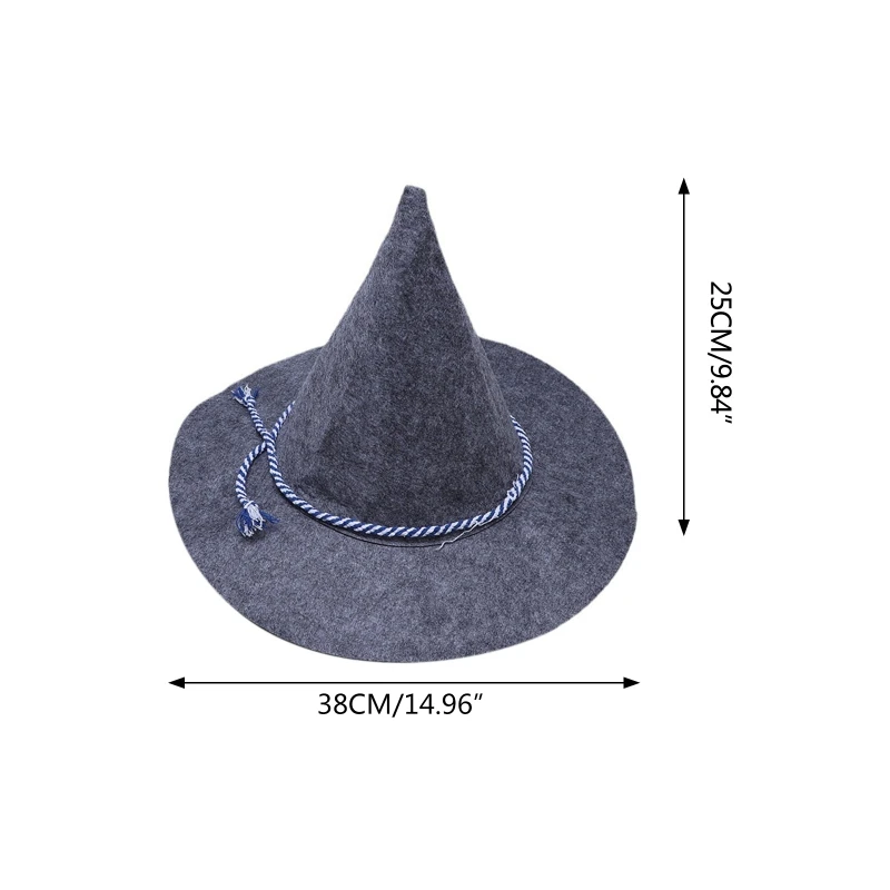 Sombrero bruja con visera Halloween Unisex, sombrero mago gris, tocados fiesta para hombres y mujeres, gorro