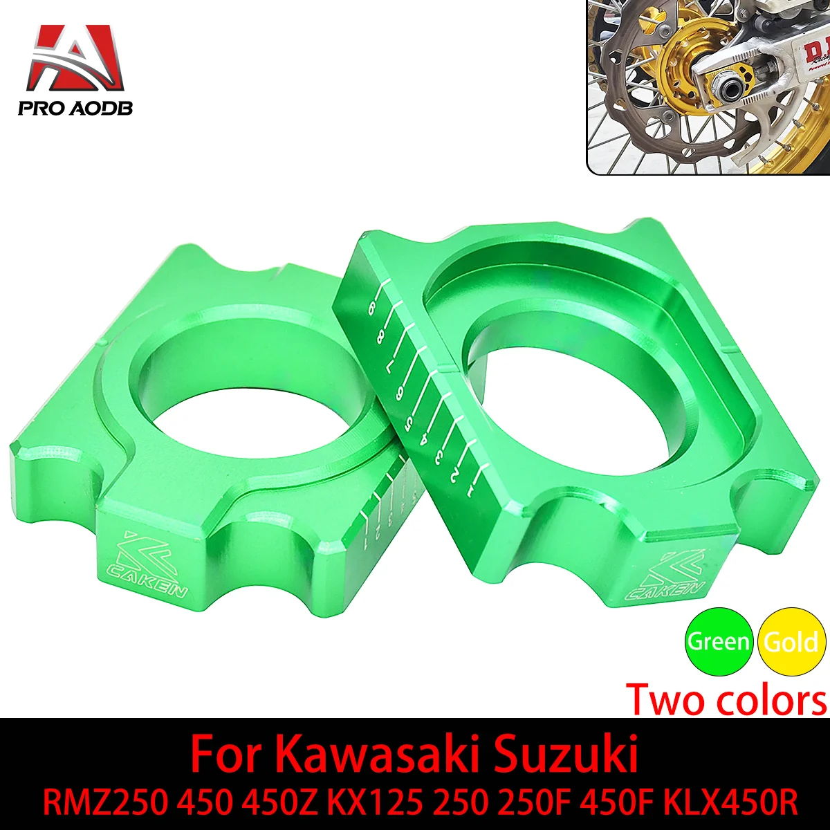 

Motorcycle Rear Axle Blocks Chain For Suzuki Kawasaki KX 125 250 250F 450F KLX 450R RMZ 250 450 RMX 450Z 2003-2018 Etc Motocross