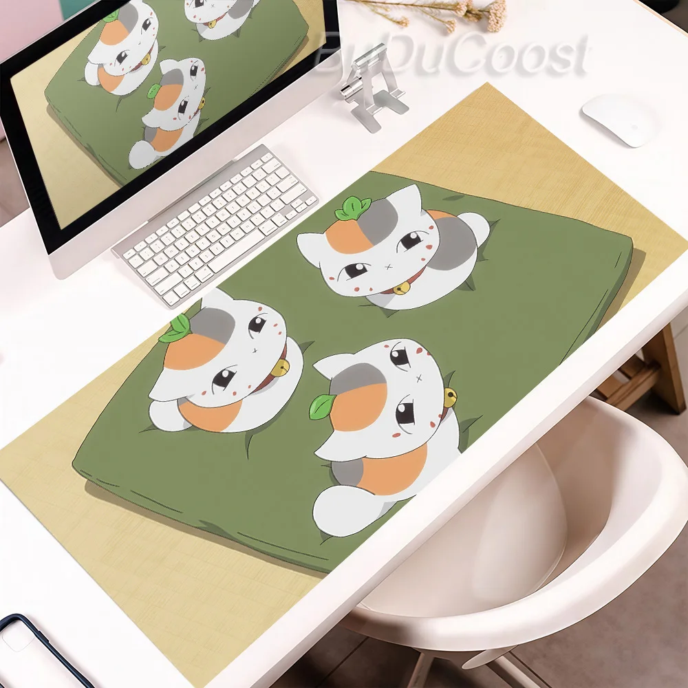 Kawaii Cat Anime Natsumes Book Of Friends Mousepad Gaming Keyboard Deskpad Rubber Anti-Slip Overlock Tablemat Office Accessories