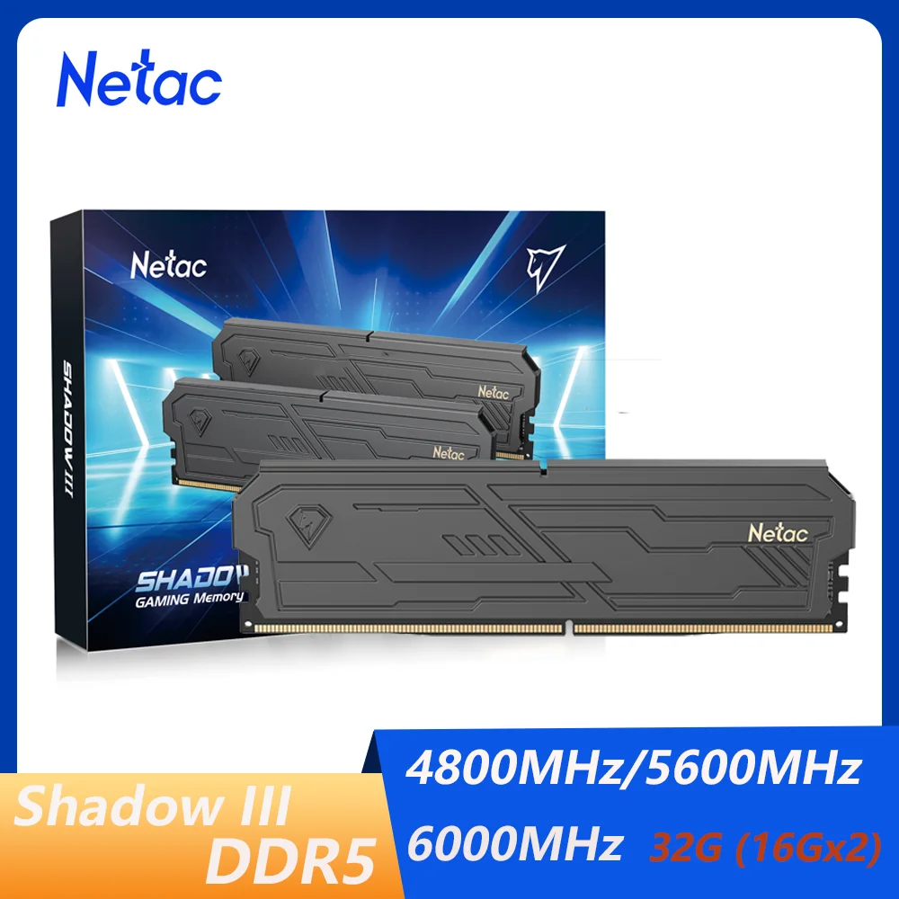 Netac DDR5 32GB(16GBx2) Memoria Ram DDR5 4800MHz 5600MHz 6000MHz Memory Desktop Dimm with Heat Sink  Intel XMP3.0 for Desktop