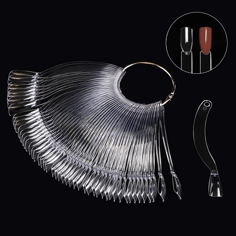 False Nail Art Color Card Color Test Stand Gel Polish Template Fan Shape Nail Art Tips Sample Stand Nail Polish Practice Palette