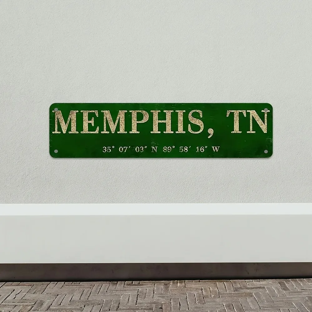 Retro Memphis Metal Sign, Vintage Green Aluminum Wall Art, Easy to Hang Decor Only for Home Bar & Man Cave Wall Decoration