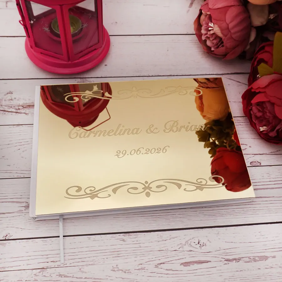 

Personalized Wedding Guestbook Custom Acrylic Mirror Reception Book Engagement Party Scrapbook Party Favors