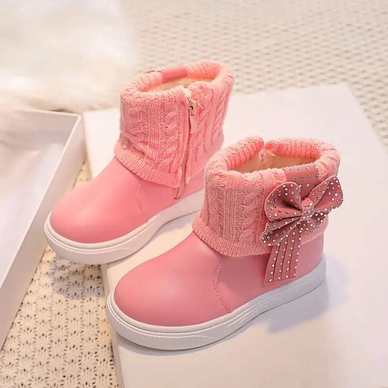 

2026 New Girls Winter Snow Boots Waterproof Fleece Lined Non Slip Warm Cotton Shoes for Kids Child Boots Stylish Cozy Footwear