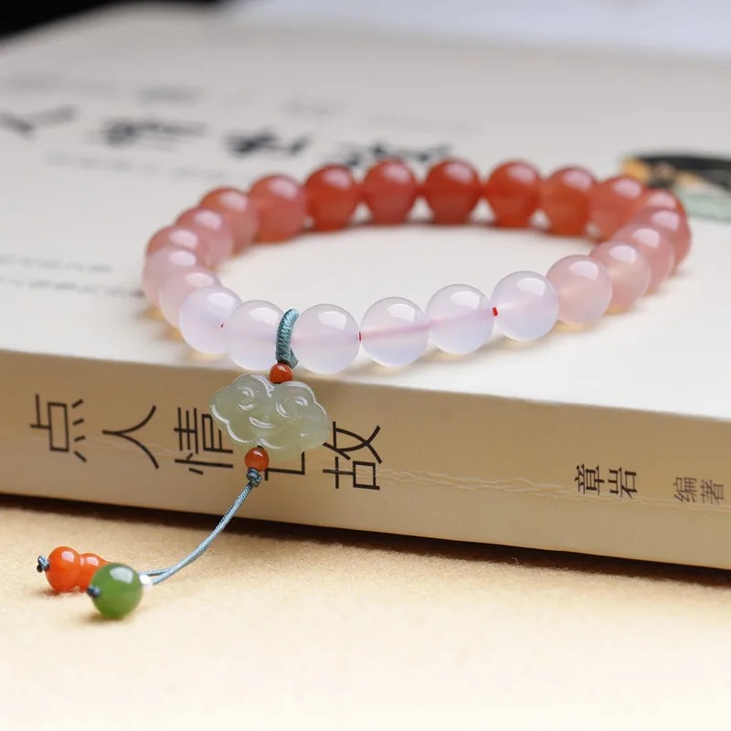 

Natural Salt Source Agate Gradient Bracelet With Crimson Agate Paired Accessories For Women's Single Loop Best Friend Bracelet