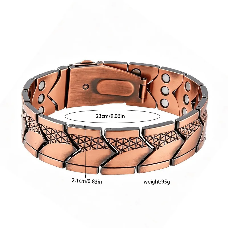 Vintage Men's 3500 Gauss Copper-Plated Magnetic Therapy Bracelet - 3x Strong Magnet Chain Bracelet Men's Magnetic Jewelry Gift
