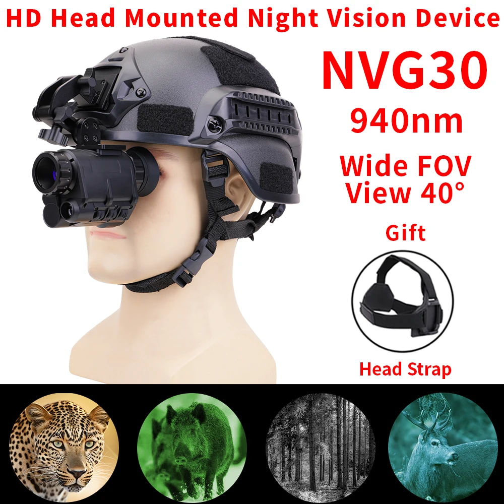 

Wildgameplus NVG30 Helmet Night Vision Monocular Wide View 40° NVG10 gen3 940nm IR WIFI Digital Starlight Night Vision Goggles