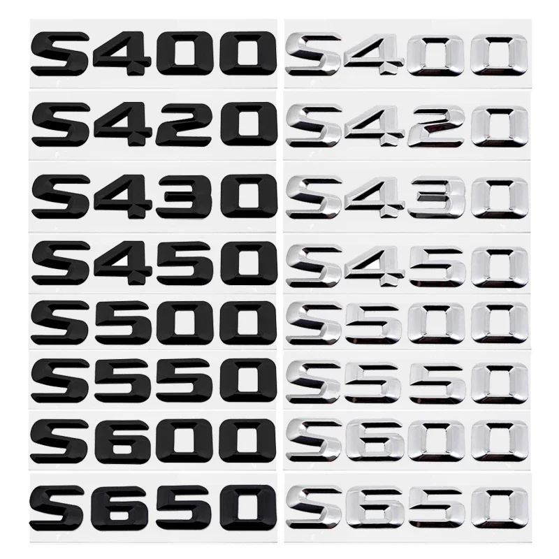 Modified 3D Car Letter Sticker Rear Trunk Tail Decorative Badge Emblem for Mercedes Benz S400 S420 S430 S450 S500 S550 S600 S650