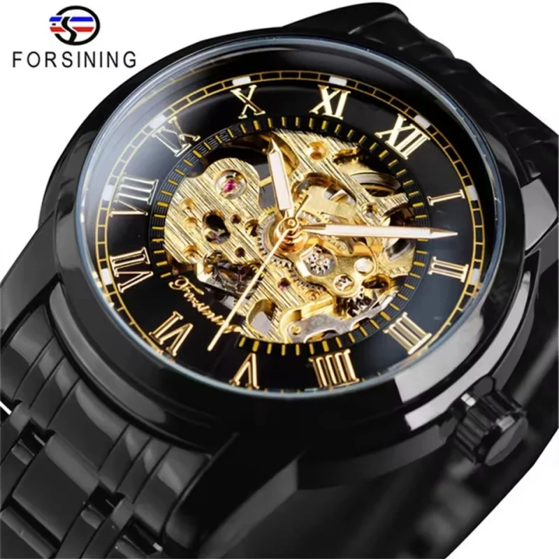 Men's Mechanical Watch with Skeleton Design, Gift
