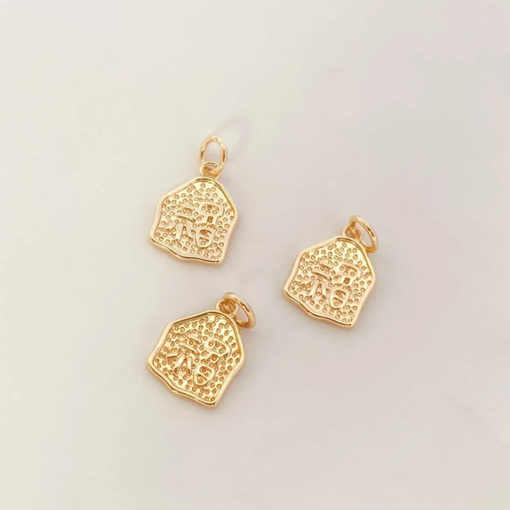 

14K Gold-plated Peanut Pattern "Fu Dao Lin" Doorplate Pendant Bracelet Necklace Earrings Pendant DIY Handmade Accessory Matching