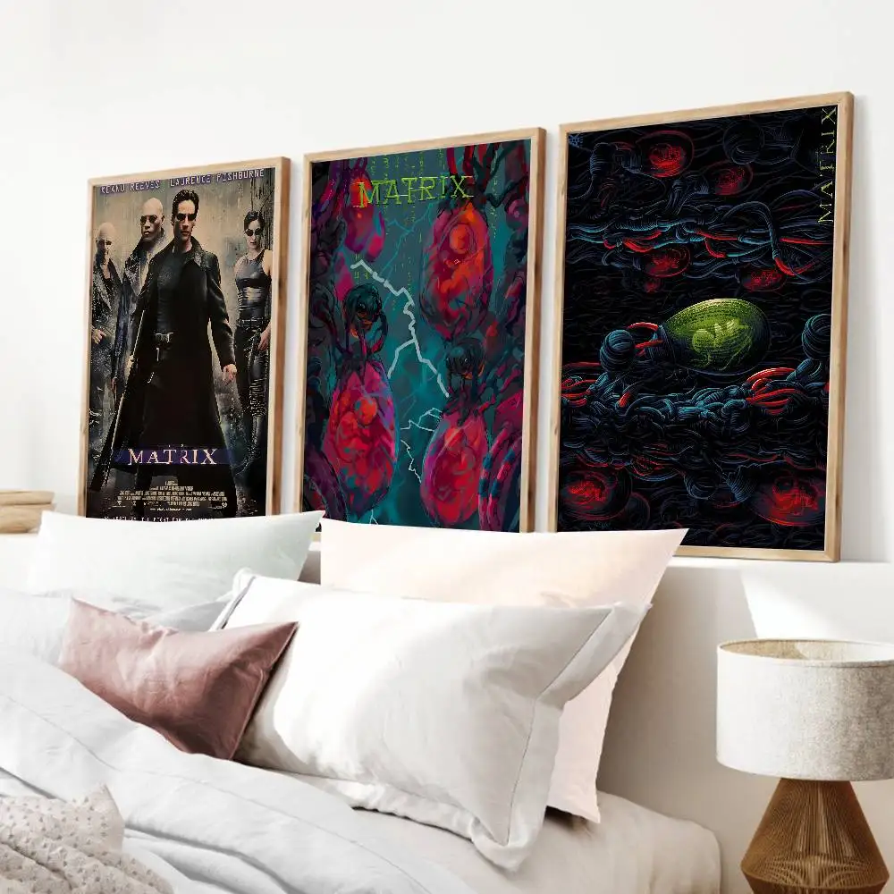Movie A-The Matrix Retro   Poster Self-adhesive Art Waterproof Paper Sticker Coffee House Bar Room Wall Decor