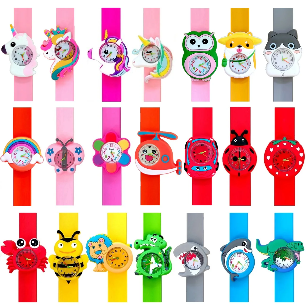 Lovely Baby Cartoon 3D Animals Boys Girls Kids Students Unicorn Birthday Party Christmas Gift Study Time Slap Watches Clock