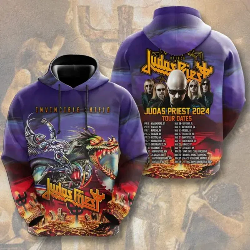 

Men's Hoodies Popular Rock Band Judas Priest 3D Printed Swearshirts Men Women Hip Hop Pullover Oversized Men Clothing Y2k Hoodie