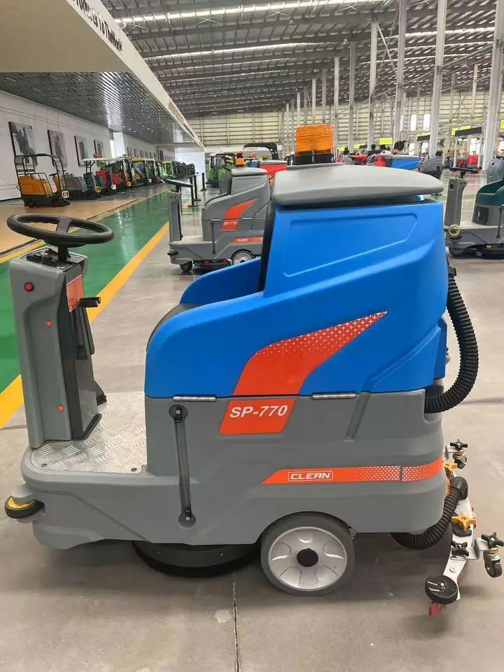 Ride-On Li-Ion Battery Floor Scrubber, Electric Cold Water Cleaning Machine for Rubber Floor & Food Shop Commercial Use