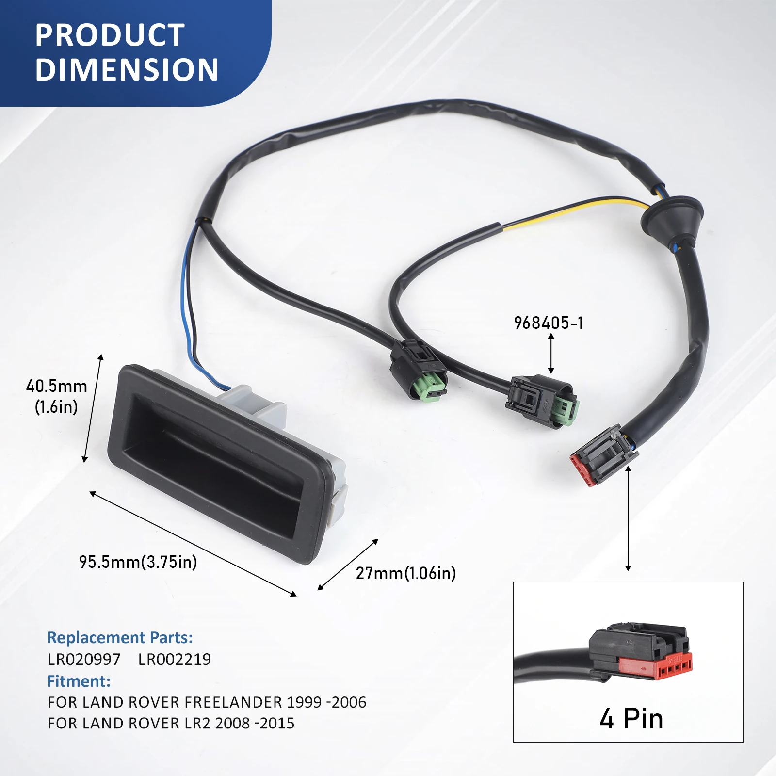 for Land Rover Freelander 2 2008-2015 Lr020997 Lr042648 Lr002219 Rear Boot Trunk Tailgate Release Handle Switch Wiring Button - Image 2