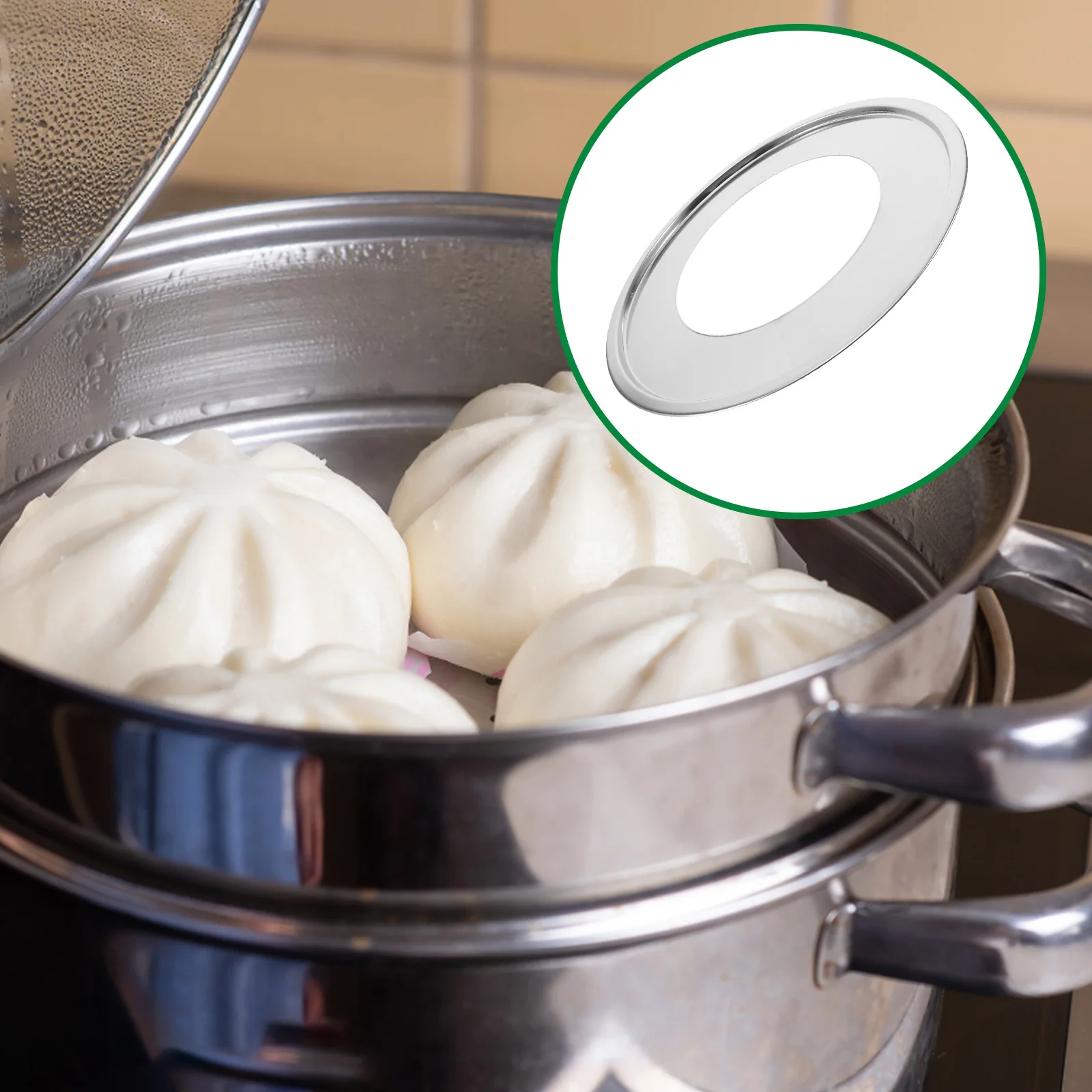

Stainless Steel Steaming Rack Round Universal Pot Steam Ring for Buns Dumplings Vegetables Heat Resistant Kitchen Bamboo
