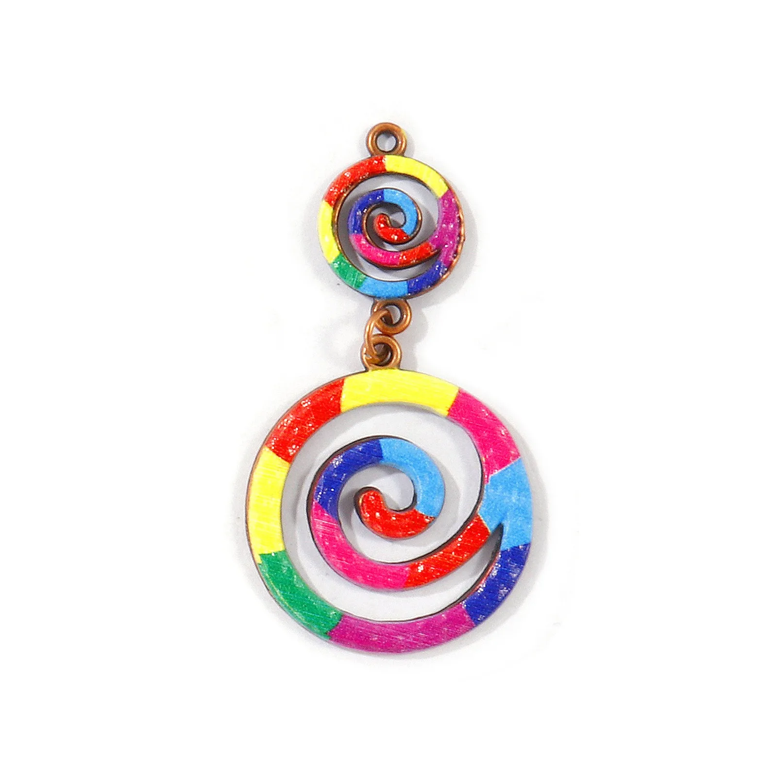 5 Stück Bohemian Ancient Charms Emaille-Anhänger mit Aufdruck, Verbinder aus Zinklegierung, antik kupferbeschichtet, für DIY-Halskettenherstellung, Großhandel – Detail 3