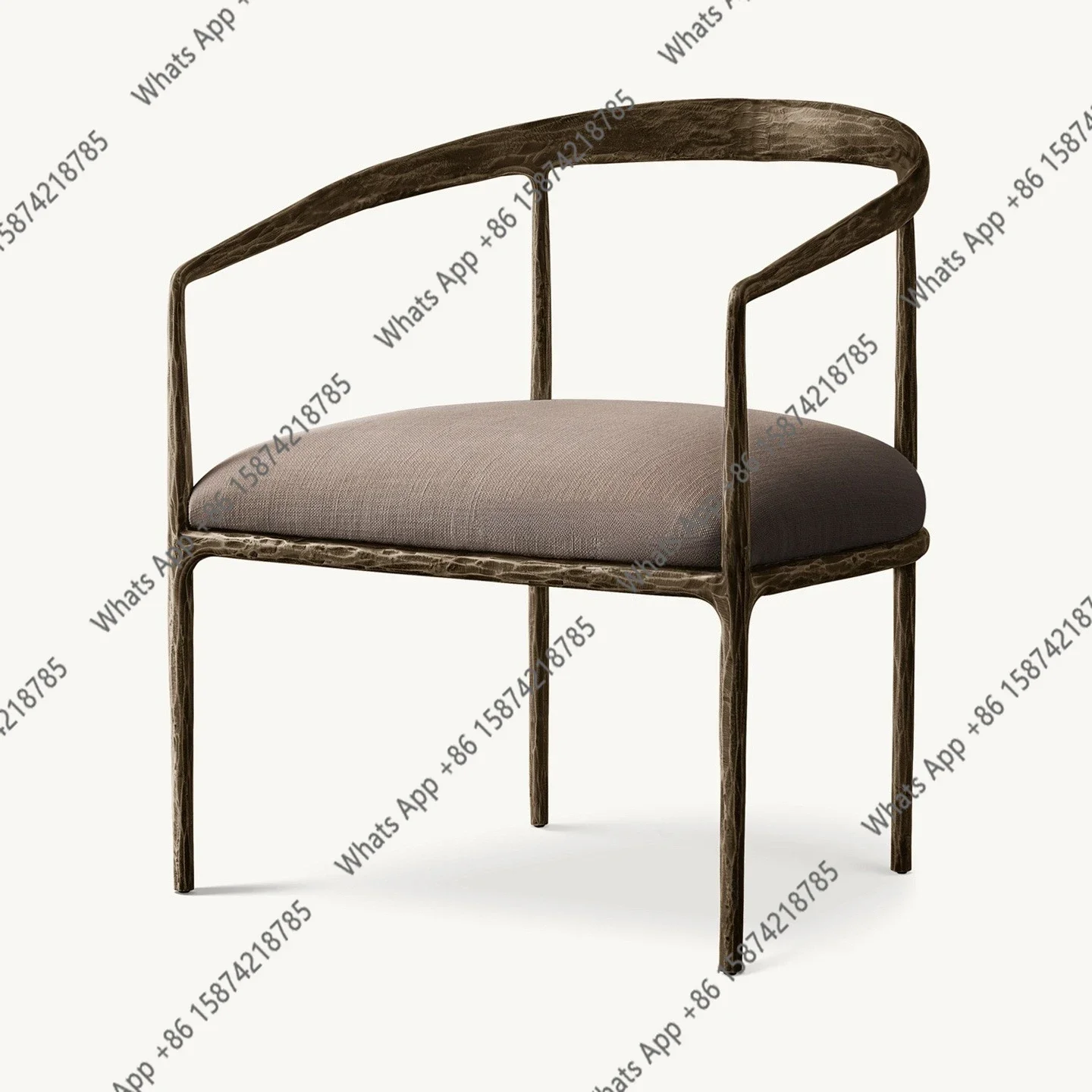 N67 American light luxury retro curved metal sofa Nordic stainless steel forging home living room single leisure chair