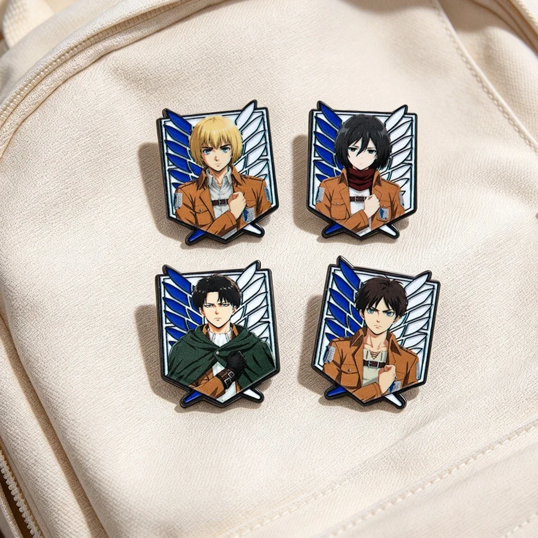 Anime Attack On Titan Enamel Pin Wings of Freedom Brooch Levi Eren Mikasa Armin Metal Badge Lapel Pins Backpack Clothing Decor