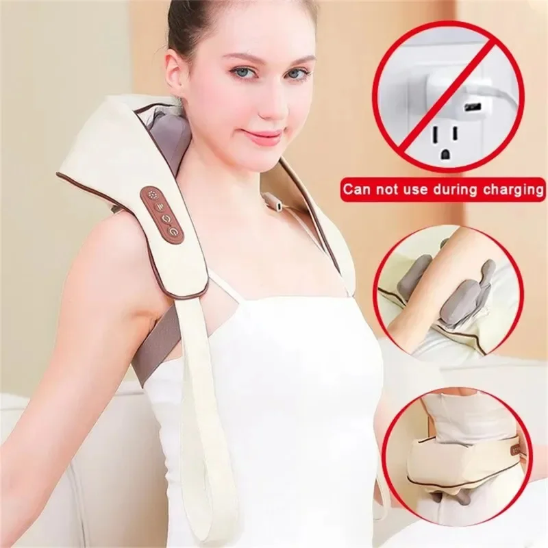 

New Multi Functional Cervical Massage Shoulder Strap Charging Portable Hot Compress Relax Neck Pressure Kneading Massage Shawl