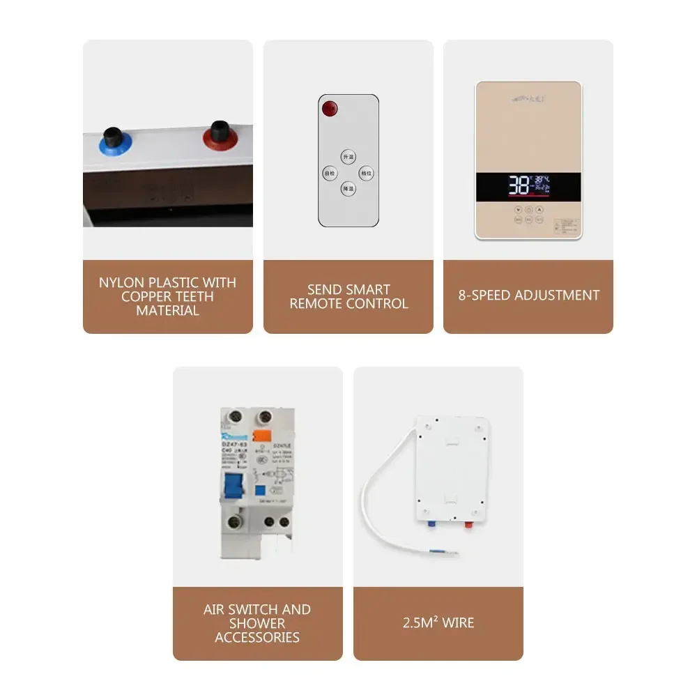 Household Wall-Mounted Constant Temperature Intelligent Instant Electric Water Heater Bath Machine Without Water Storage