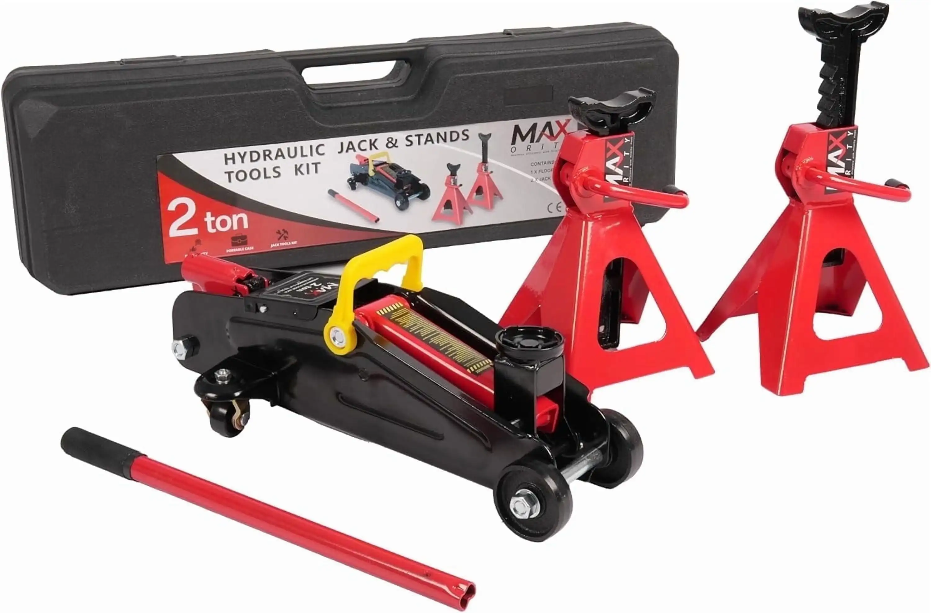 

2-тонная (4400 фунтов) гидравлическая низкопрофильная тележка для гаражного обслуживания/пологовый домкрат с футляром для переноски и 1 пара 2-тонных J