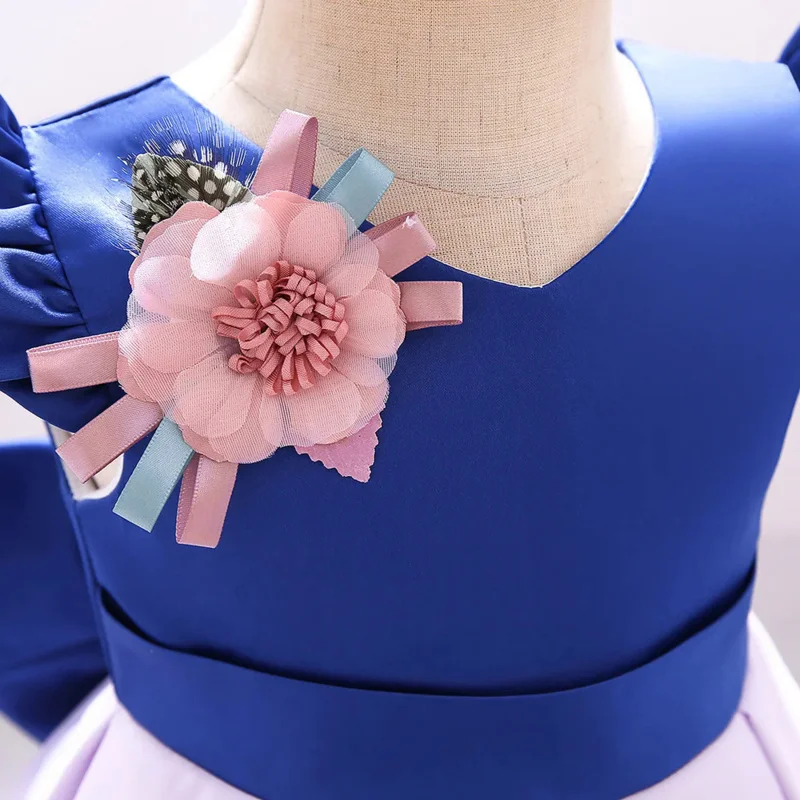 Детское платье, модная юбка для девочек, принцесса с принтом, кованая повязка на голову, ткань с бантом в европейском и американском стиле, костюм на день рождения