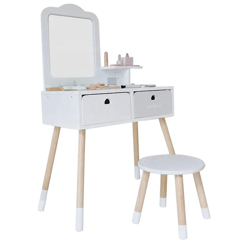 New arrival children's play house series wooden Nordic style gray  dressing table