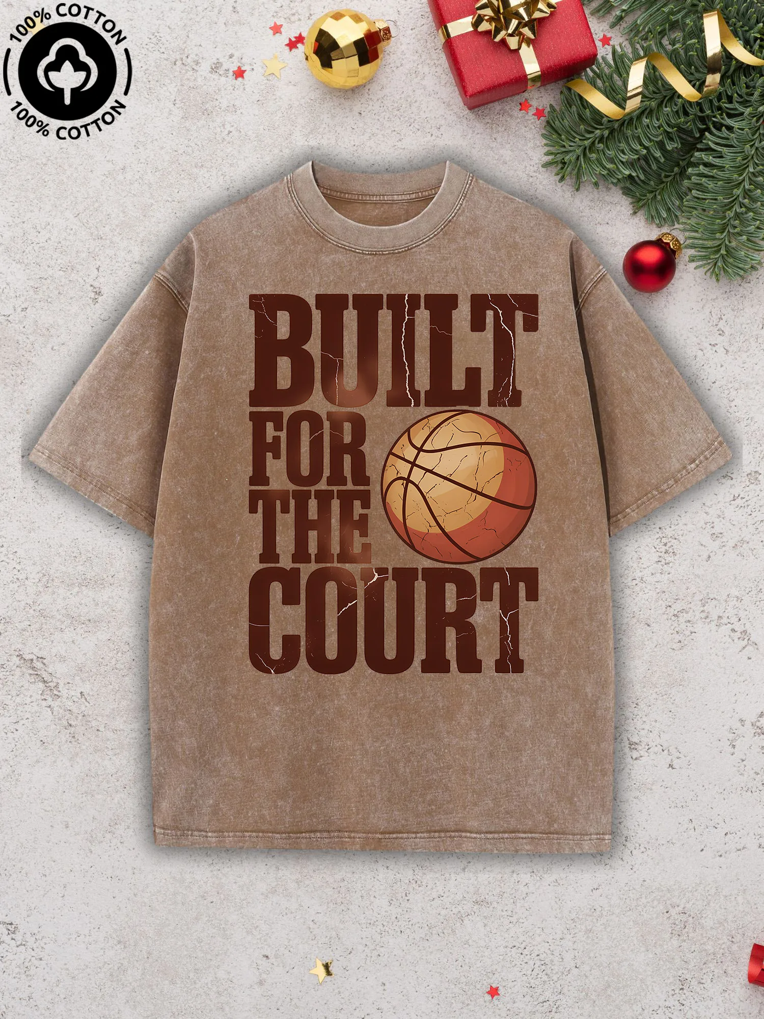 

Мужская футболка с рисунком Built For The Court, винтажная футболка из верблюжьего хлопка из чистого хлопка, уличная футболка с заниженными плечами в стиле ретро