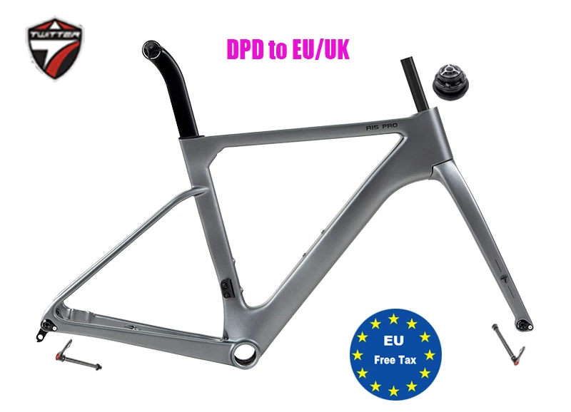 

Carbon Racing Bike Frameset, R15 Thru Axle, 12x142mm Disc Brake, Road Frameset 12x100mm Inner Cable, 700CX28C DPD