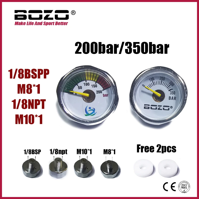 Mini 200bar 350bar Manometer Gauge 1inch 1/8NPT 1/8BSPP M10*1 High Pressure Hand Pump Diving Mountaineering