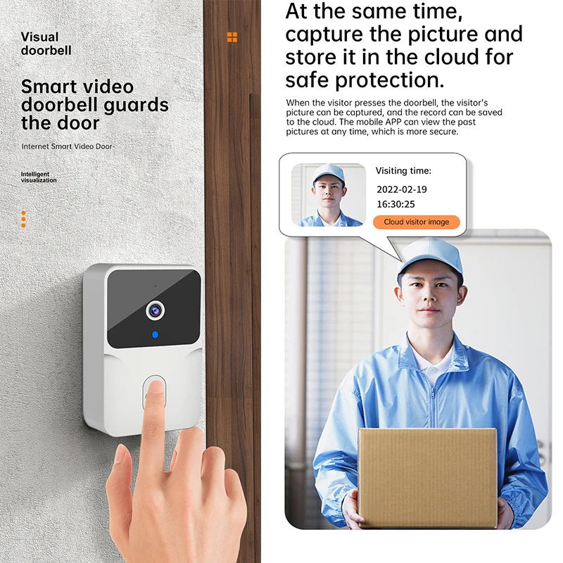 Timbre inalámbrico con cámara HD para exteriores, Timbre de puerta de seguridad con visión nocturna, intercomunicador de vídeo, cambio de voz,