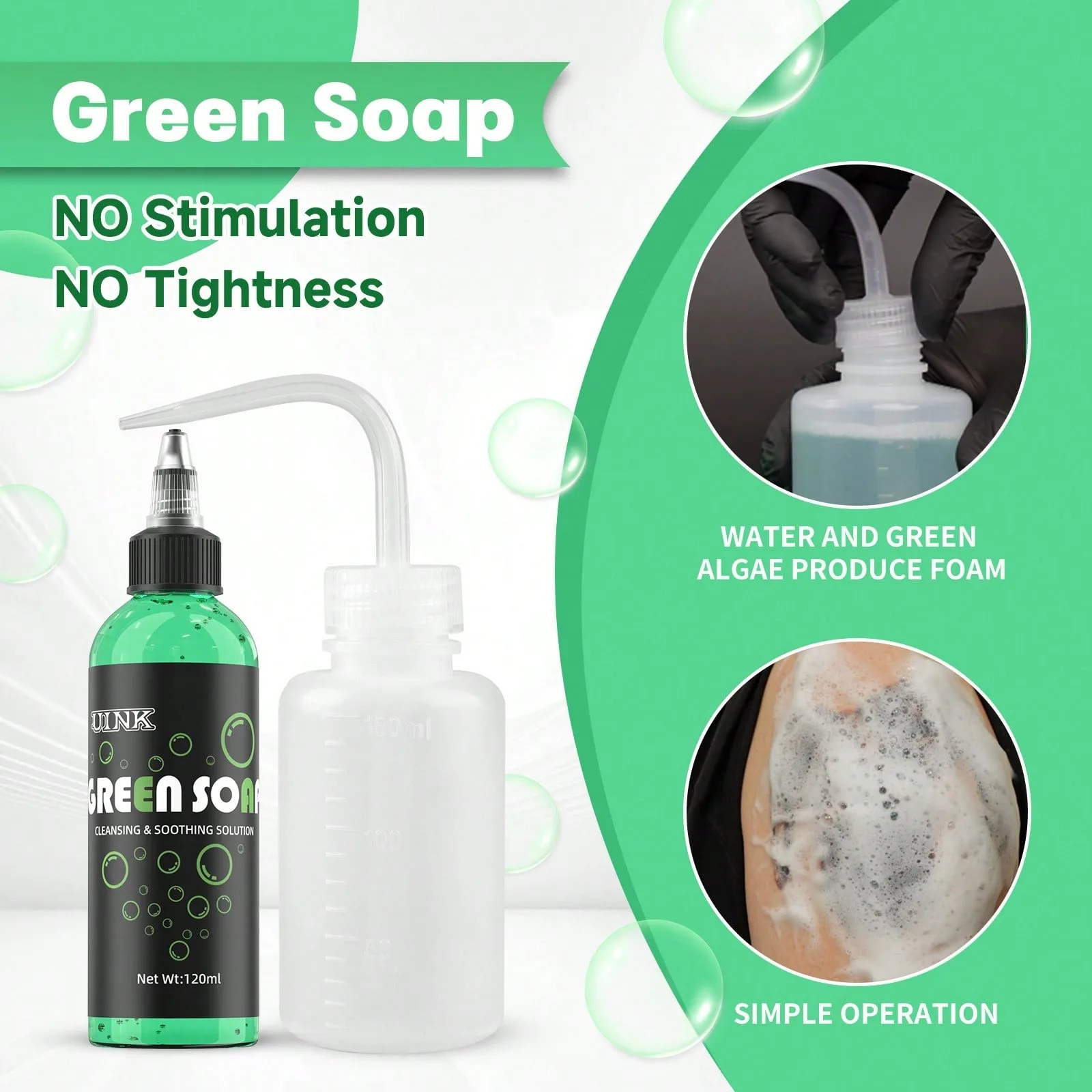 

DQFART Tattoo Green Soap Super Concentrated 2Oz/120ml 1:10 Dilution Tattoo Soap Tattoo Supplies for Tattoo Piercing Skin