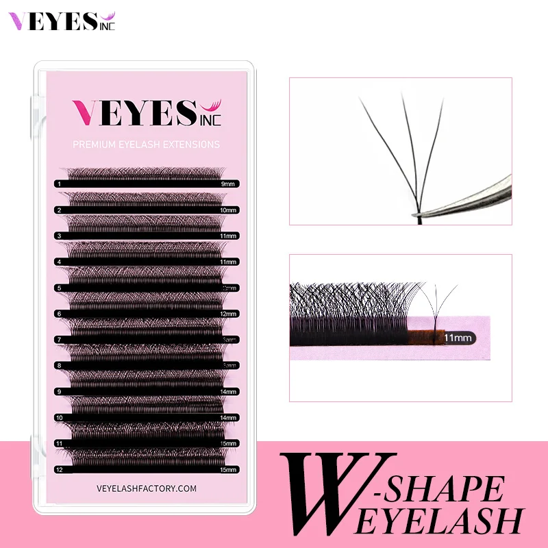 Veyes Inc 3D W Shape Eyelash Extensions Veyelash Automatic Flowering 3 Tips Bloom Faux Mink Premade fans Soft Dense Individual