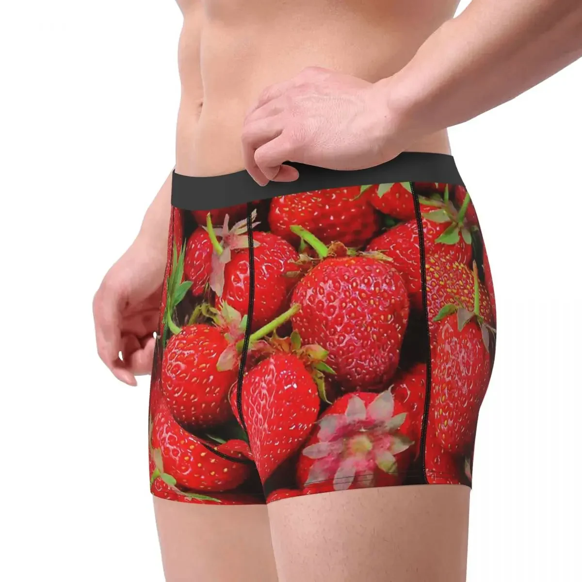 Red Berries Underpants Breathbale Panties Man Underwear Comfortable Shorts Boxer Briefs