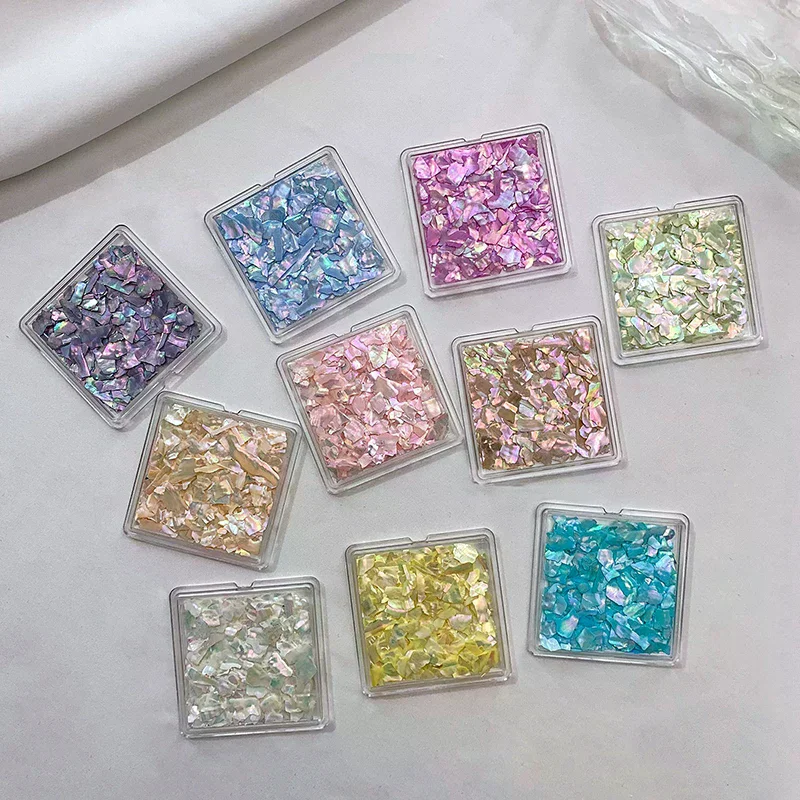 Box Decoration 1 Aurora Shell Flakes Abalone Nails Charms Natural Irregular Slice Shell Stone Sequins Manicure Art Salon Diy