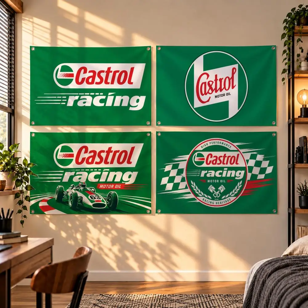 Classic Automotive Lubricant Brand Castrol Moto Oil Flags Indoor Outdoor Wall Hanging Flag Decor Banner Wall Decor