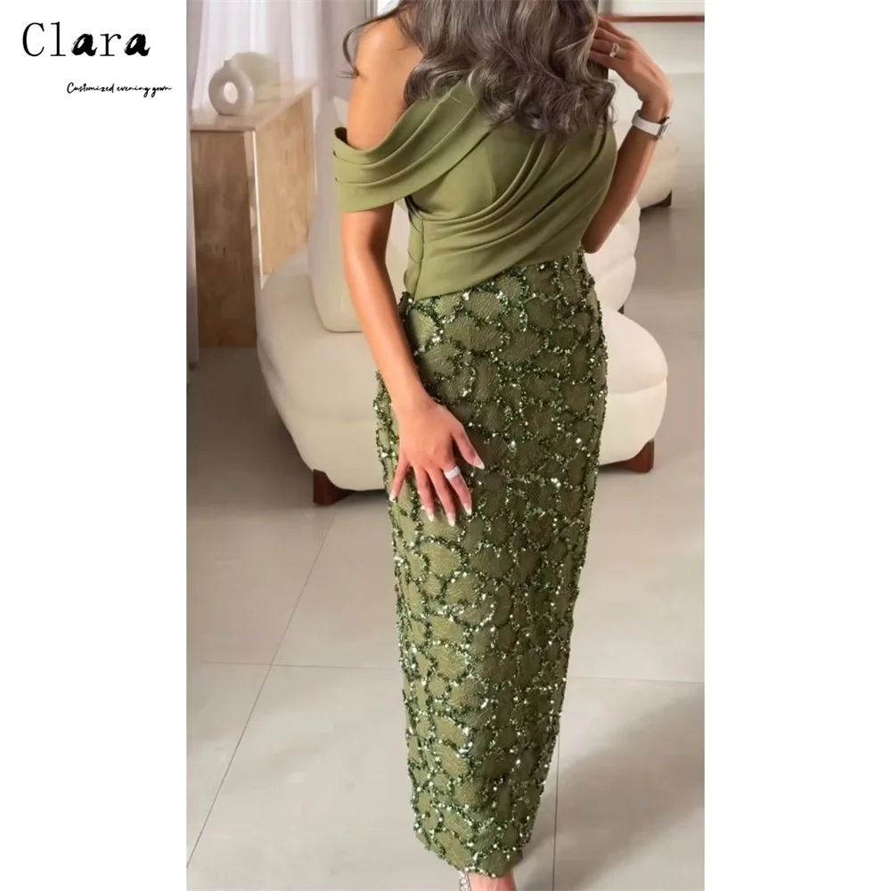 

Clara Custom Green Fishtail Embroidery Off the Shoulder Elegant Cocktail Dresses Luxury Women's Elegant Party Dress 2026 Evening