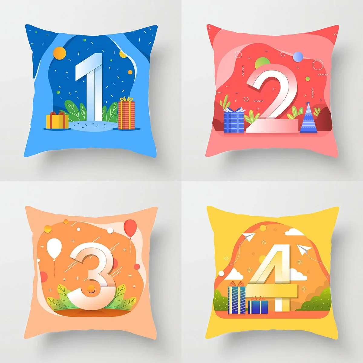 

Bedside Cushion Printed Home Decoration Living Room Sofa Arabic Cartoon Numbers Car Pillow Case