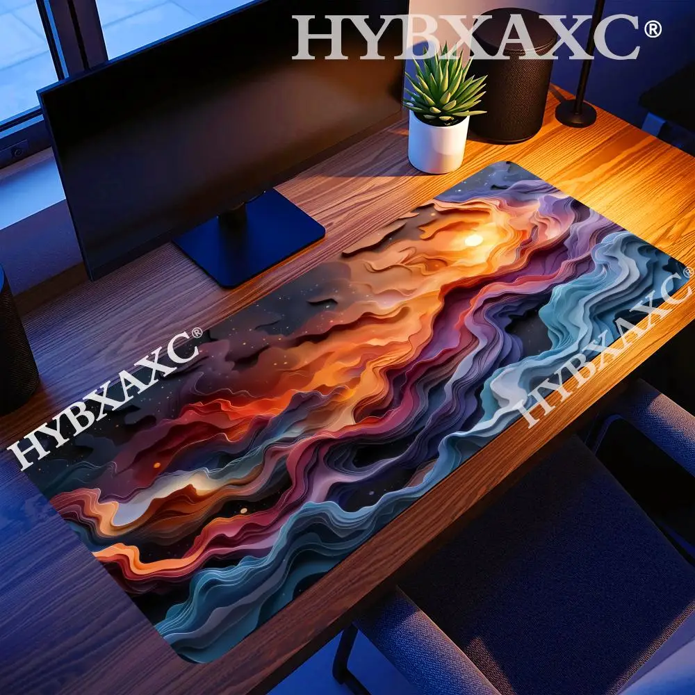 HYBXAXC Galactic Dance of Light and Clouds, Deep Space Gaming Mouse Pad , Pastel Cloud Waves Mousepad , Gamer Gift