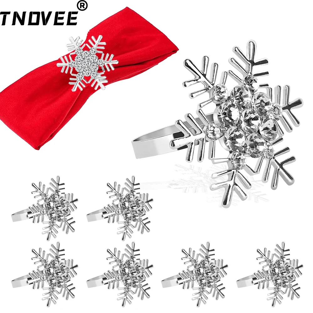 

6PCS Sliver Snowflake Napkin Rings for Wedding Christmas Easter Holiday Party Dinner Home Table Setting Decoration ERC91