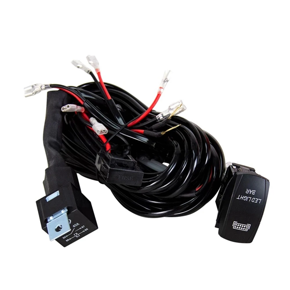 

Universal 12V LED Work Light Bar Rocker Switch Wiring Harness 40A Relay Fuse Kit for Car Truck