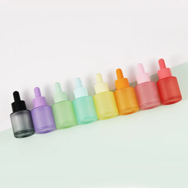 

288Pcs Luxury Empty Colorful Frosted Glass Beard Oil Serum Bottles Dropper Packaging 20ml Cosmetic Skin Care Packaging Contianer