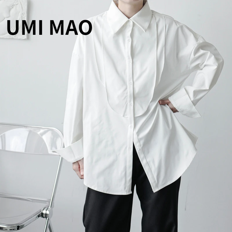 

UMI MAO Yamamoto Dark Men Women Niche Korean Version Long Sleeve Designer Shirt Loose Commuter Autumn Top White Blouse Y2K