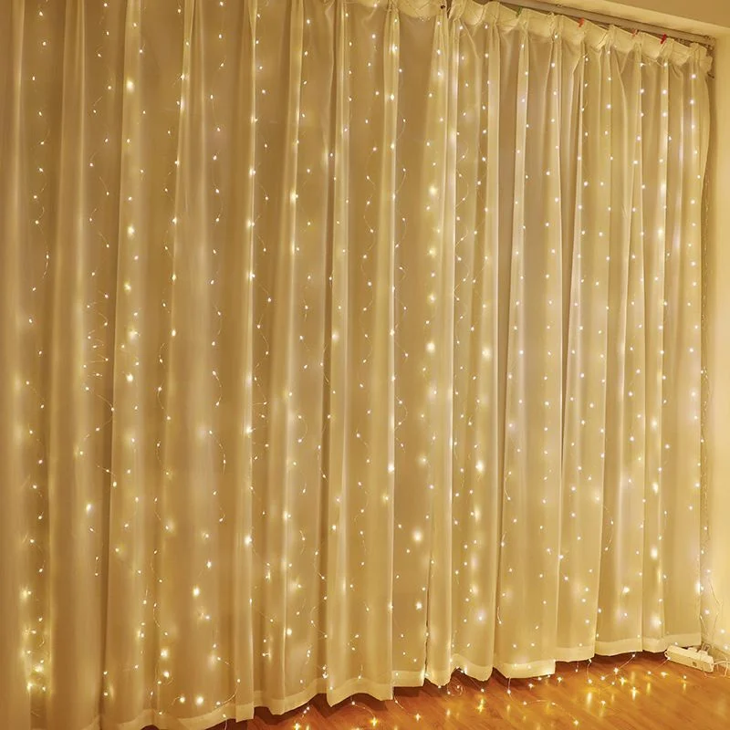 

2025 LED Curtain String Lights 8 Modes Lighting USB Powered Fairy Lights Decor Indoor Wedding Party Christmas Tree Hanging Light