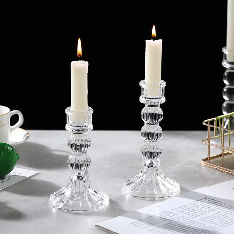 Nordic Simple Crystal Glass Candlesticks Are for Table Weddings Light Luxury Romantic Atmosphere Decorations Photo Props