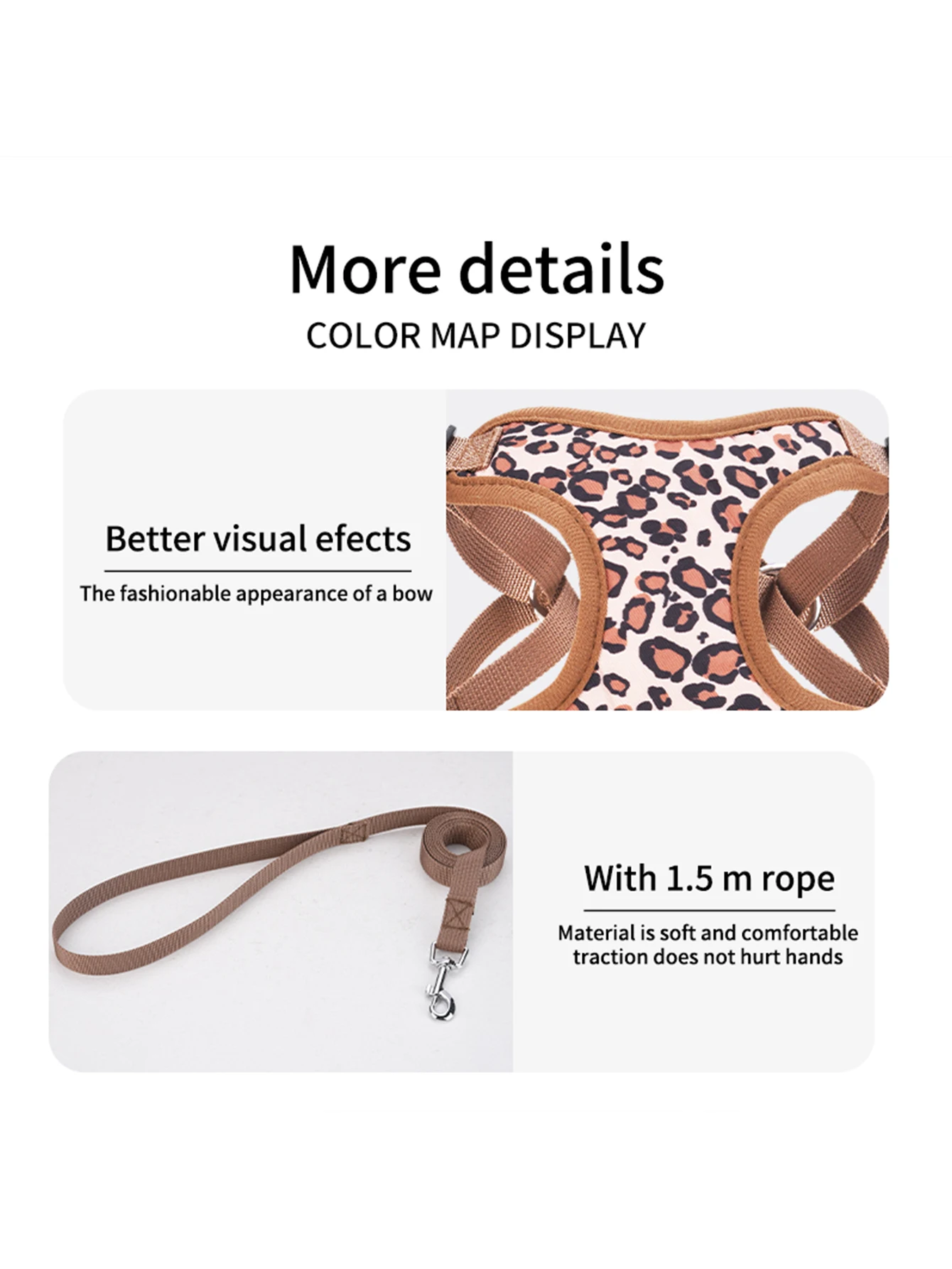 HP360 1pc Leopard Pet Harness Set,Adjustable Lightweight Pet Harness for Small Medium Dogs and Cats