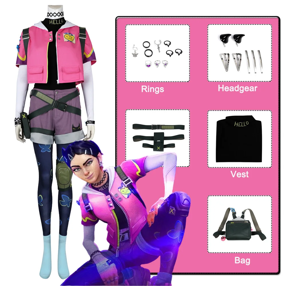 لعبة فالوران زي تنكري للنساء ، شعر مستعار خيالي ، أساور ، قلادات ، بدلات ، تمويه ، خيال ، خيال ، لعب أدوار ، فنتازيا ، ملابس