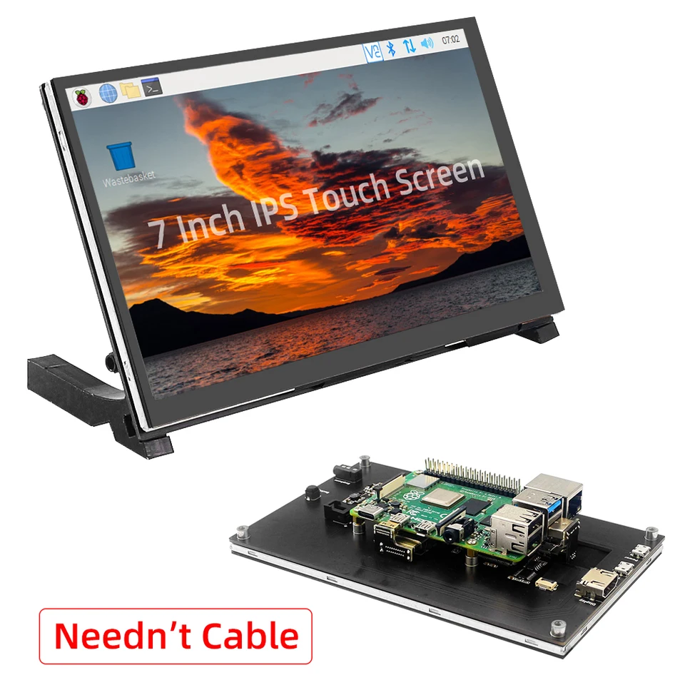 Raspberry Pi 5 7 Inch Touch Screen IPS 1024x600 HD LCD HDMI